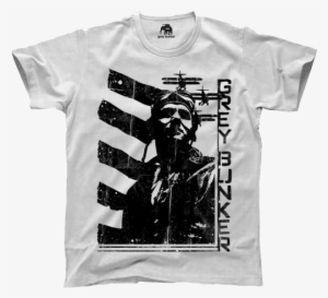 Grey Bunker White Aviator T Shirt - Monochrome #2892781