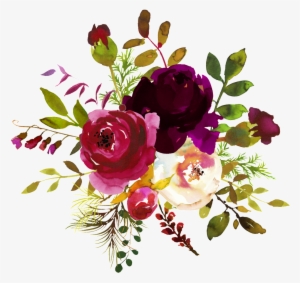 Ink Flower Decoration Vector - Burgundy Watercolor Flower Corner Borders #2893797
