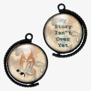 Double Swivel Pendant In Black With Semicolon - Locket #2896798