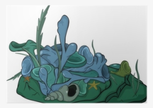 Sea Bottom With Seaweed Plants And A Cockleshell - Seaweed Cartoon #2898318
