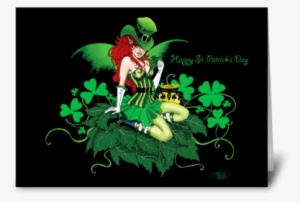 Luck Of The Irish Greeting Card - Female Leprechaun Tattoo Design #295470