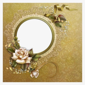 Yellow Rose Clipart Gold Frame - Golden Round Frame Png #295729