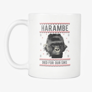 Harambe Died For Our Sins Ugly Christmas Sweater White - Harambe #296065
