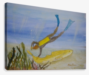 Scuba Diver Meets Leopard Shark - Canvas #298560 Scuba Diver Meets Leopard Shark - Canvas #298560