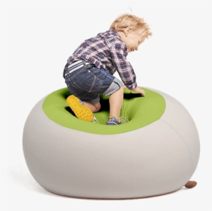 Beanbag Stanley Light Grey & Green - Sækkestol Til Børn #2900242