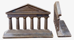 Heavy Bronze Greek Temple Bookends By Judd Circa - Bronze #2900322