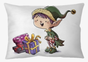 Duende De La Navidad Con Regalos Throw Pillow • Pixers® - Christmas Day #2900519