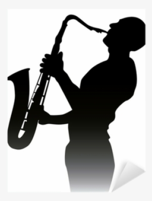 Black Silhouette Of A Saxophone Player Sticker • Pixers® - Saxophone #2903372
