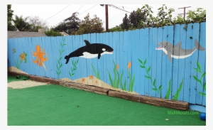 Wall Mural On Fence At Preschool - Painted Murals On Fences #2904478