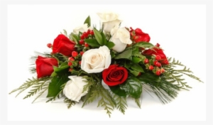Buy Christmas Table Centrepiece Arrangements - Red White Flowers Png #2906813