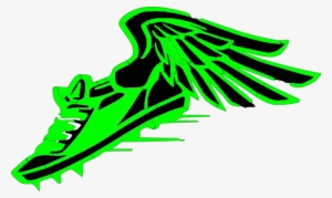 Winged Foot, Green And Black Clip Art - Track Shoe With Wings Green #2908064