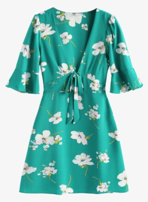 This Casual Dress With Sexy Plunging Neckline Features - Dress #2908556