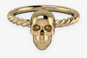 Yellow Gold Simple Skull Ring - Colored Gold #2910043