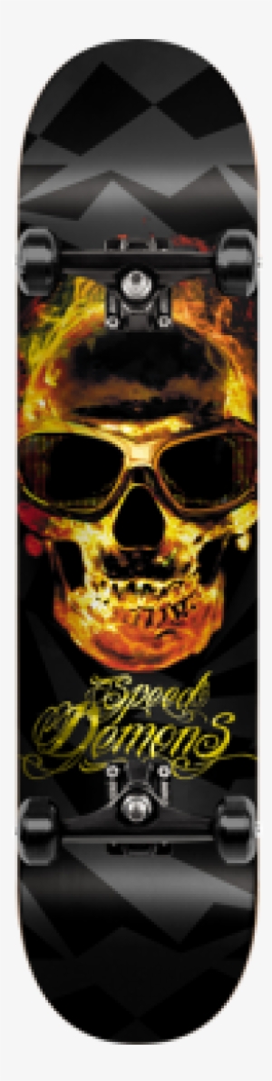 Speed Demons Skateboards Golden Skull Complete Skateboard - Skateboard Deck #2910239