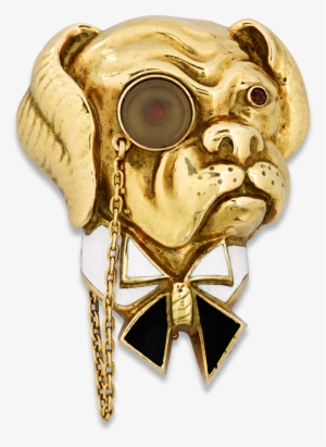 This 18k Yellow Gold Brooch Of An English Bulldog Is - Watch #2910473