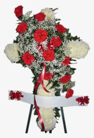 Red & White Cross With Banner - Garden Roses #2911449