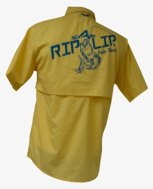 Men's Fishing Short Sleeve Button Down Shirt Yellow - Rip A Lip #2912463