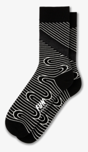 Not Quite Stripes, This Striking Design Of Wavy White - Sock #2912833