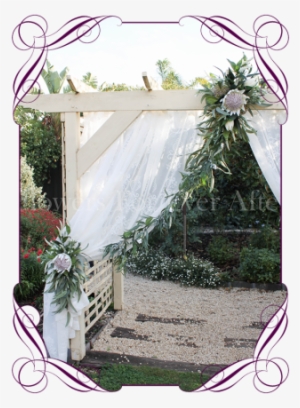 Ivory White Silk Artificial Protea & Rustic Native - Flower Bouquet #2913888