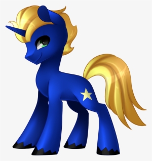 Scarlet-spectrum, Commission, Green Eyes, Looking Back, - Blue Unicorn Male Oc #2914358