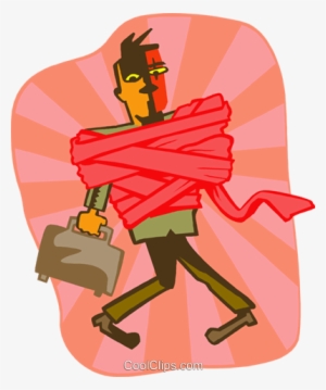 Business Man Wrapped In Red Tape Royalty Free Vector - Illustration #2914631