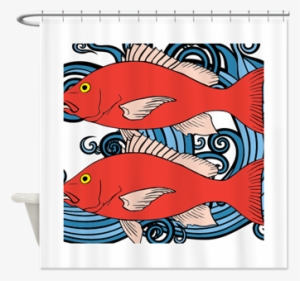 Fish Swimming - Shower Curtain/ Red Fish Swimming #2915462