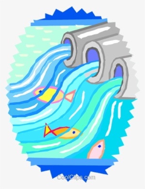 Fish Swimming Polluted Water Royalty Free Vector Clip - Does Water Pollution Happen #2915575
