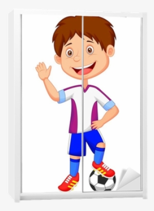 Cartoon Kid Playing Football Wardrobe Sticker • Pixers® - Pemain Sepak Bola Kartun #2915823