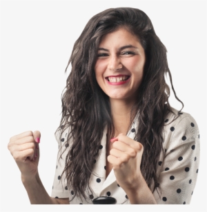Excited Woman Cheering With Her Arm Raised - Excited Girl Transparent Png #2916697