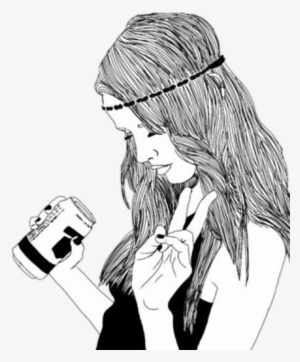 Overlay - Tumblr - Girl Drinking Drawing #2917192