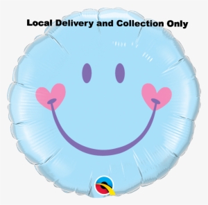 Sweet Smile Face Pale Blue Foil Balloon - Qualatex 18 Inch Round Foil Balloon - Sweet Smile Face #2917578