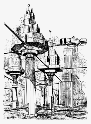 Drawing Future Building Science Fiction Facade - De Arquitetura Em Domínio Público #2917750