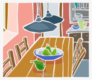 Kitchen Table With A Bowl Of Fruit Royalty Free Vector - Dining Room #2917767