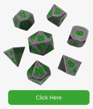 Gunmetal Gray With Green Numbers Metal Dice - Dice #2919825
