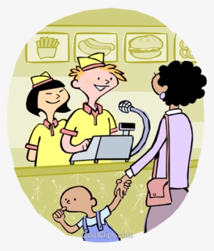 Mother With Child Ordering Fast Food Royalty Free Vector - Buy Fast Food Clipart #2921721