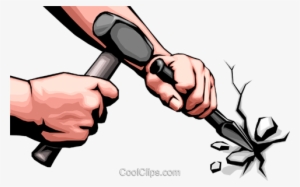 Hands With Chisel Royalty Free Vector Clip Art Illustration - Stone Cutter #2921758