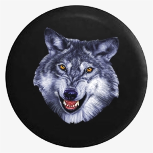 Grey And White Wolf Growling Showing Teeth Rv Camper #2922234