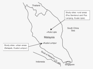 Map Of Peninsular Malaysia Showing Urban And Rural - Peninsular Malaysia #2923988