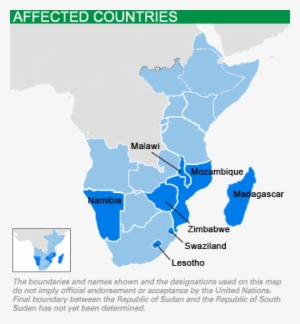 Map Of Southern Africa El Niño/la Niña Criris Affected - Rwanda And Burundi Map #2926464