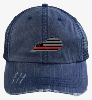 Kentucky Thin Red Line Hat Firefighter Hat - Bad Ass With A Good Ass Distressed Trucker Cap #2927021