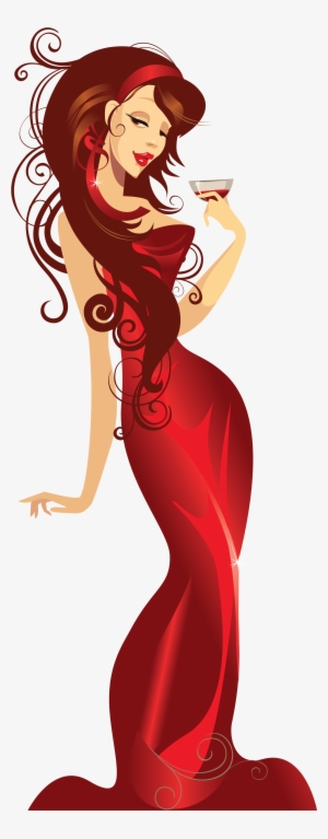 Birthday For Pretty Ladies Clipart Download - Lady In Wine Glass #2927262