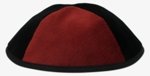Black Velvet Kippah With Red Vider Triangalur - Beanie #2928884