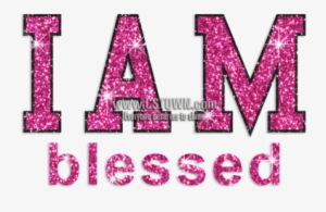 Pink Bling I Am Blessed Glitter Iron-on Transfer - Pink #2929662