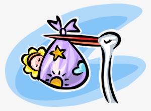 Vector Illustration Of Stork Bird Delivers Newborn - Infant #2930811