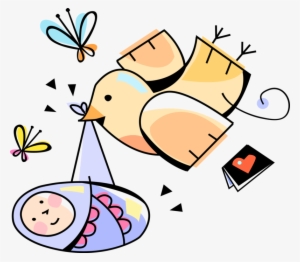 Vector Illustration Of Flying Bird Delivers Newborn - Perinatal Social Worker Mug #2931251