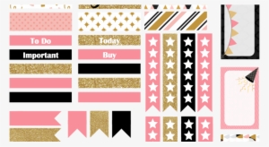 Pink Black Gold Glitter New Years Printable Planner - New Years Planner Stickers #2932612