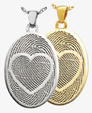 Oval Jewelry With 2 Fingerprints And Heart Design - Paw Print Jewellery #2933557