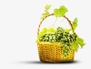 White Wine Grapes In Basket - Basket Png With Leaves #2934803