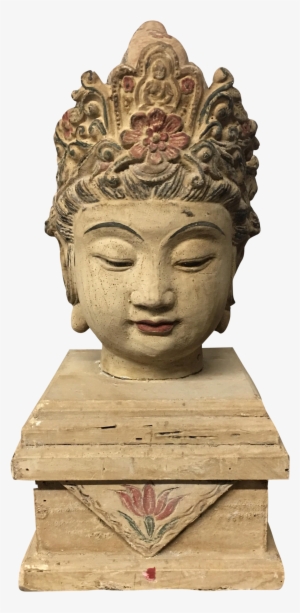 Chinese Wood Buddha Head Statue On Chairish - Statue #2935311