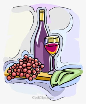 Wine Bottle With Grapes And Glass Royalty Free Vector - Wine #2935450